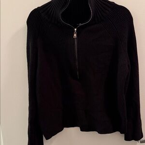 Amazon Black Ribbed Zip-Up Sweater